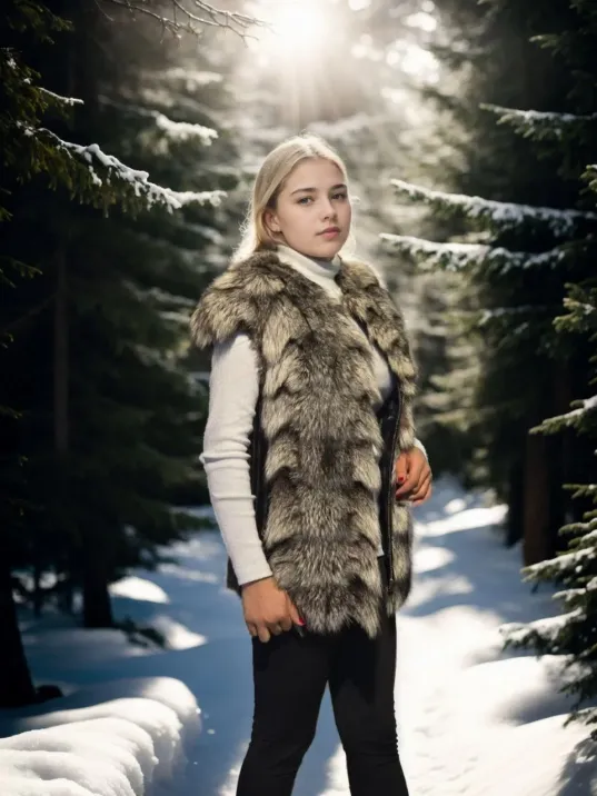 Kadın Kolsuz Hakiki Deri Kürk - Siyah Kadın Kolsuz Hakiki Deri Kürk - Siyah