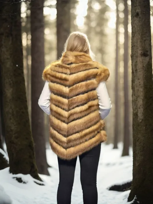 Kadın Kolsuz Hakiki Kürk - Kahve Kadın Kolsuz Hakiki Kürk - Kahve