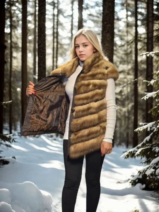 Kadın Kolsuz Hakiki Kürk - Kahve Kadın Kolsuz Hakiki Kürk - Kahve