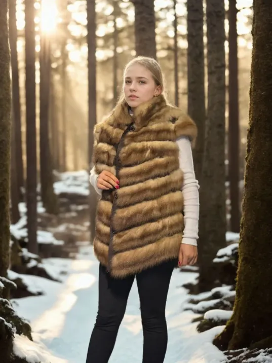 Kadın Kolsuz Hakiki Kürk - Kahve Kadın Kolsuz Hakiki Kürk - Kahve