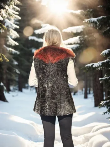 Kadın Kolsuz Hakiki Kürk - Siyah Kadın Kolsuz Hakiki Kürk - Siyah