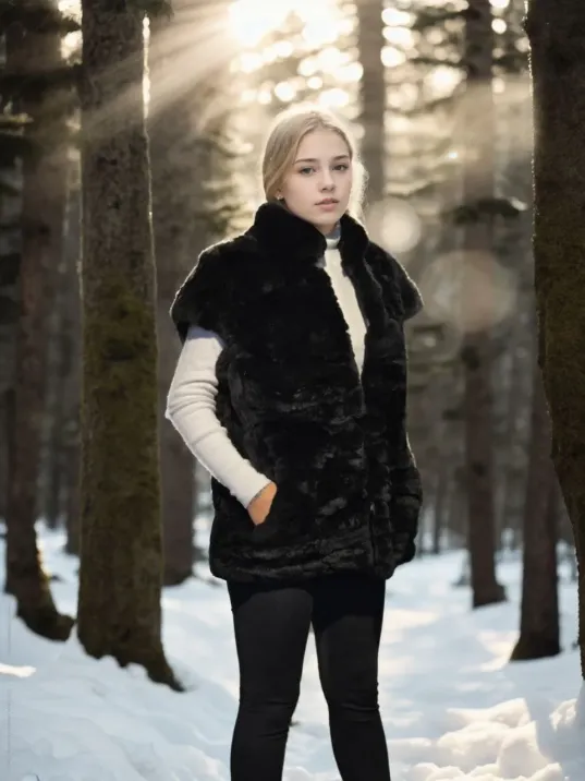 Kadın Kolsuz Hakiki Kürk - Siyah Kadın Kolsuz Hakiki Kürk - Siyah