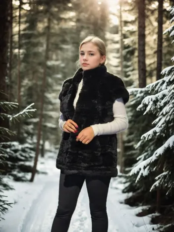 Kadın Kolsuz Hakiki Kürk - Siyah Kadın Kolsuz Hakiki Kürk - Siyah