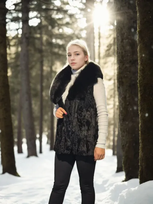 Kadın Kolsuz Hakiki Kürk - Siyah Kadın Kolsuz Hakiki Kürk - Siyah