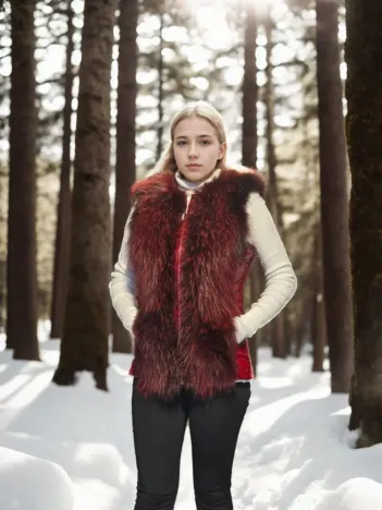 Kadın Kolsuz Hakiki Yelek - Fuşya Kadın Kolsuz Hakiki Yelek - Fuşya