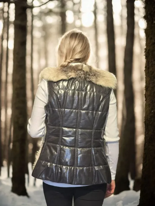 Kadın Kolsuz Hakiki Yelek - Fuşya Kadın Kolsuz Hakiki Yelek - Fuşya