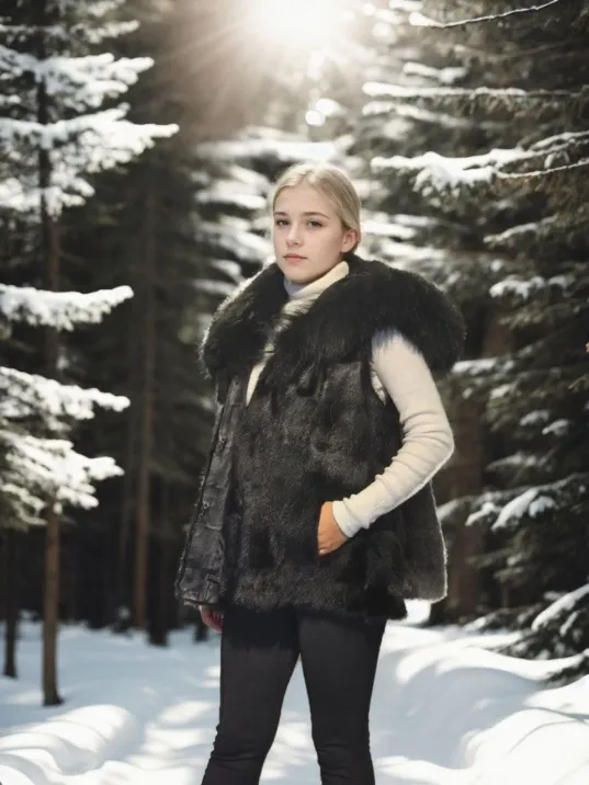 Kadın Kolsuz Kapüşonlu Yelek - Siyah