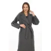Kadın Uzun Kaşe Kaban – Yünlü Dokuma Kaşmir Kumaş, Kruvaze Yaka, Kuşaklı Astarlı Tesettür Uyumlu Şık Kışlık Siyah Model - Füme