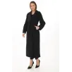 Kadın Uzun Kaşe Kaban – Yünlü Dokuma Kaşmir Kumaş, Kruvaze Yaka, Kuşaklı Astarlı Tesettür Uyumlu Şık Kışlık Siyah Model - Siyah Kadın Uzun Kaşe Kaban – Yünlü Dokuma Kaşmir Kumaş, Kruvaze Yaka, Kuşaklı Astarlı Tesettür Uyumlu Şık Kışlık Siyah Model - Siyah