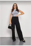 Kadin Likralı Cirt Kapama Siyah Palazzo Pantolon - Siyah