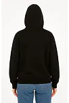 Kadın Kapüşonlu 3 İplik Şardonlu Önü Baskılı Fermuarlı Oversize Sweatshirt - Siyah