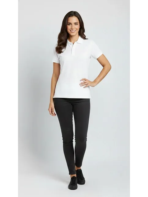 Kadın Pike Kumaş Düğmeli Yaka Regular Rahat Günlük Kısa Kol Tişört T-shirt - Beyaz