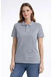 Kadın Pike Kumaş Düğmeli Yaka Regular Rahat Günlük Kısa Kol Tişört T-shirt - Gri