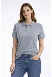 Kadın Pike Kumaş Düğmeli Yaka Regular Rahat Günlük Kısa Kol Tişört T-shirt - Gri