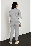 Kadın Premium Parçalı Eşofman Takım - Dik Yaka Fermuarlı Sweatshirt - Gri
