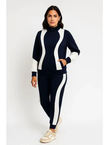 Kadın Premium Parçalı Eşofman Takım - Dik Yaka Fermuarlı Sweatshirt - Siyah Kadın Premium Parçalı Eşofman Takım - Dik Yaka Fermuarlı Sweatshirt - Siyah