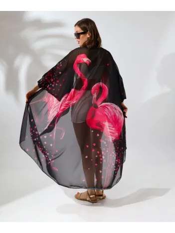 Kadın Rahat Kesim Şifon Kimono - Siyah Kadın Rahat Kesim Şifon Kimono - Siyah