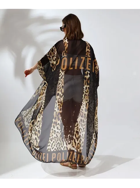 Kadın Rahat Kesim Şifon Kimono - Leopar