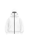 Kadın Samuray Ninja Çift Kapüşonlu Maske Detaylı Fermuarlı Kanguru Cepli Hoodie - Beyaz