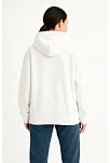 Kadın Samuray Ninja Çift Kapüşonlu Maske Detaylı Fermuarlı Kanguru Cepli Hoodie - Beyaz