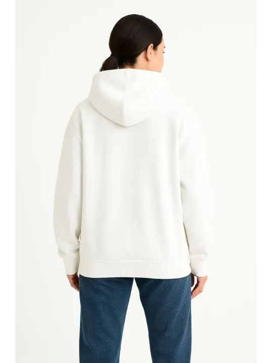 Kadın Samuray Ninja Çift Kapşonlu ZIP Fermuarlı Kanguru Çepli Hoodie Maske detaylı Swetshirt - Beyaz Kadın Samuray Ninja Çift Kapşonlu ZIP Fermuarlı Kanguru Çepli Hoodie Maske detaylı Swetshirt - Beyaz