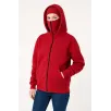 Kadın Samuray Ninja Çift Kapşonlu ZIP Fermuarlı Kanguru Çepli Hoodie Maske detaylı Swetshirt - Kırmızı
