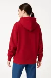 Kadın Samuray Ninja Çift Kapüşonlu Maske Detaylı Fermuarlı Kanguru Cepli Hoodie - Kırmızı
