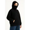 Kadın Samuray Ninja Çift Kapşonlu ZIP Fermuarlı Kanguru Çepli Hoodie Maske detaylı Swetshirt - Siyah Kadın Samuray Ninja Çift Kapşonlu ZIP Fermuarlı Kanguru Çepli Hoodie Maske detaylı Swetshirt - Siyah