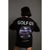 Kadın Oversize Baskılı Tişört – Golf GTI Retro Araba Desenli, Ön & Arka Dijital Baskı, Sokak Modası Stil - Siyah