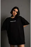 Kadın Oversize Tişört Golf Gtı Retro Araba Baskılı T-shirt - Siyah