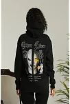 Kadın Kapşonlu Sweatshirt – Oversize Üç İplik Şardonlu Hoodie, “other Lives” Ön & Arka Baskılı, Kanguru Cepli, Kışlık Rahat Günlük Stil - Siyah