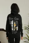 Kadın Oversize Üç İplik Kapüşonlu Sweatshirt – Siyah “other Lives” Ön Ve Arka Baskılı, Şardonlu Kışlık, Rahat Günlük Model Siyah