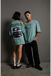 Kadın Oversize Baskılı Tişört – Golf Gtı Retro Araba Desenli, Ön & Arka Dijital Baskı, Sokak Modası Stil - Mint Yeşili