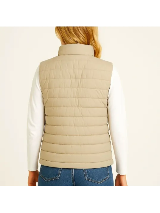 Kadın Şişme Fermuarlı Yelek Su itici Kapitone Astarlı Kumaş Cepli Hafif Kışlık Spor Rahat Kalıp - Bej Kadın Şişme Fermuarlı Yelek Su itici Kapitone Astarlı Kumaş Cepli Hafif Kışlık Spor Rahat Kalıp - Bej