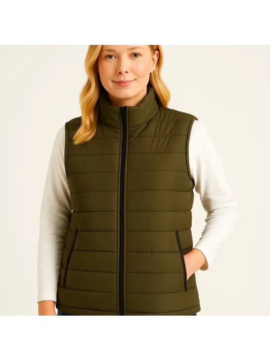 Kadın Şişme Fermuarlı Yelek Su itici Kapitone Astarlı Kumaş Cepli Hafif Kışlık Spor Rahat Kalıp - Haki Kadın Şişme Fermuarlı Yelek Su itici Kapitone Astarlı Kumaş Cepli Hafif Kışlık Spor Rahat Kalıp - Haki