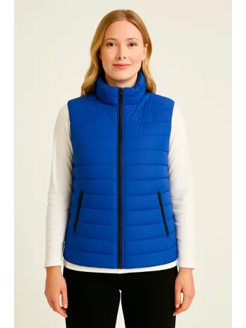 Kadın Şişme Fermuarlı Yelek Su itici Kapitone Astarlı Kumaş Cepli Hafif Kışlık Spor Rahat Kalıp - Saks Mavisi Kadın Şişme Fermuarlı Yelek Su itici Kapitone Astarlı Kumaş Cepli Hafif Kışlık Spor Rahat Kalıp - Saks Mavisi