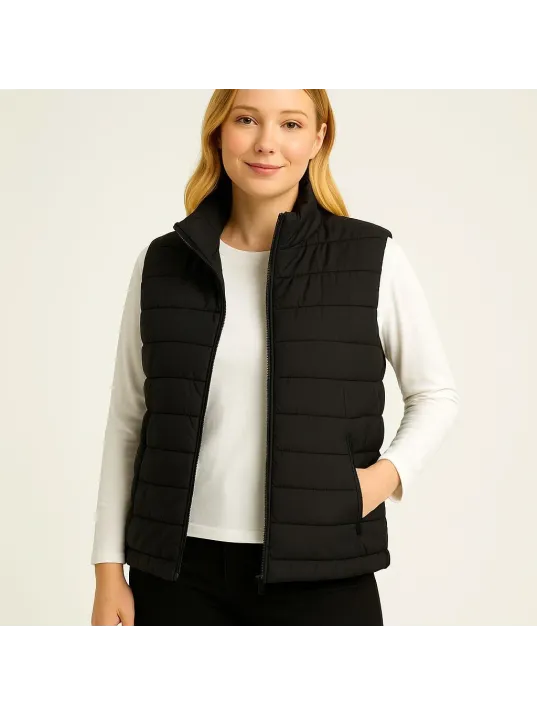 Kadın Şişme Fermuarlı Yelek Su itici Kapitone Astarlı Kumaş Cepli Hafif Kışlık Spor Rahat Kalıp - Siyah Kadın Şişme Fermuarlı Yelek Su itici Kapitone Astarlı Kumaş Cepli Hafif Kışlık Spor Rahat Kalıp - Siyah