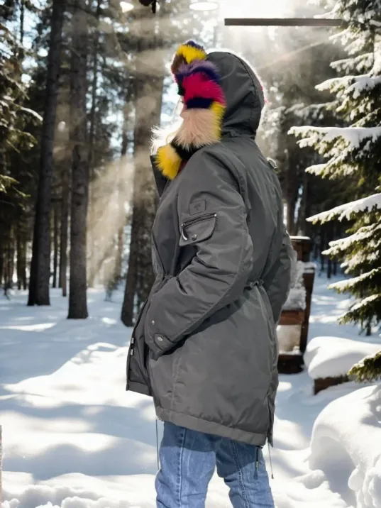 Kadın Su Geçirmez Kapüşonlu Mont - Füme Kadın Su Geçirmez Kapüşonlu Mont - Füme