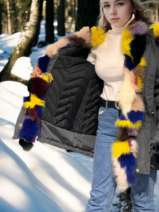 Kadın Su Geçirmez Kapüşonlu Mont - Füme Kadın Su Geçirmez Kapüşonlu Mont - Füme