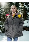 Kadın Su Geçirmez Kapüşonlu Mont - Füme Kadın Su Geçirmez Kapüşonlu Mont - Füme