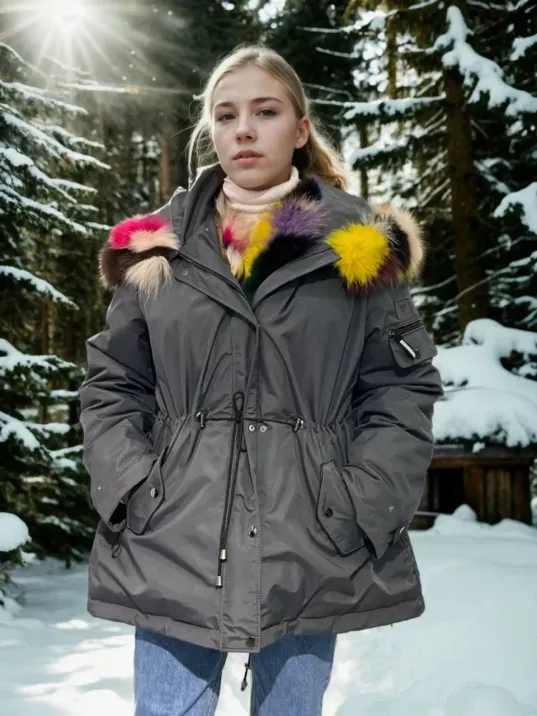 Kadın Su Geçirmez Kapüşonlu Mont - Füme Kadın Su Geçirmez Kapüşonlu Mont - Füme