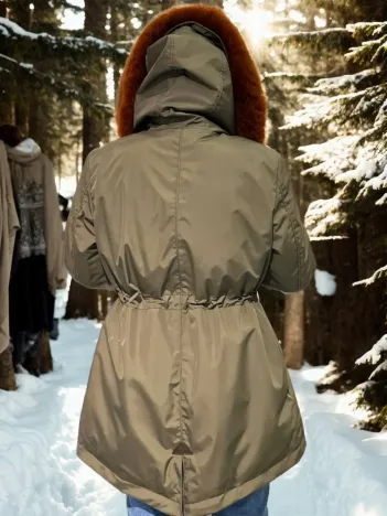 Kadın Su Geçirmez Kapüşonlu Mont - Haki Kadın Su Geçirmez Kapüşonlu Mont - Haki