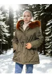 Kadın Su Geçirmez Kapüşonlu Mont - Haki