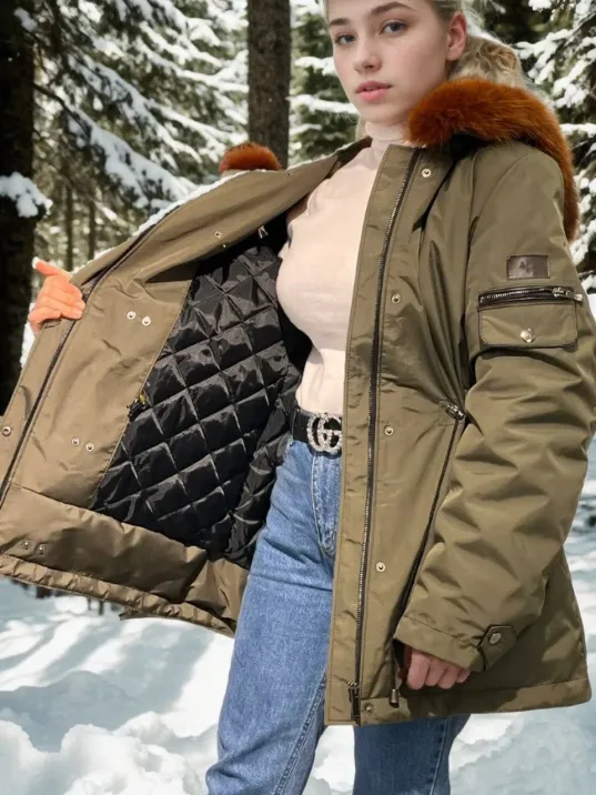 Kadın Su Geçirmez Kapüşonlu Mont - Haki Kadın Su Geçirmez Kapüşonlu Mont - Haki