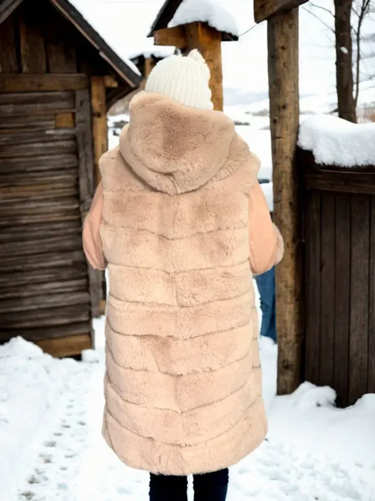 Kadın Suni Kürk Hakiki Deri - Somon Kadın Suni Kürk Hakiki Deri - Somon