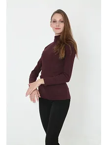 Kadın Tam Boğazlı Fitilli Likrali Koşkorse Badi - Bordo