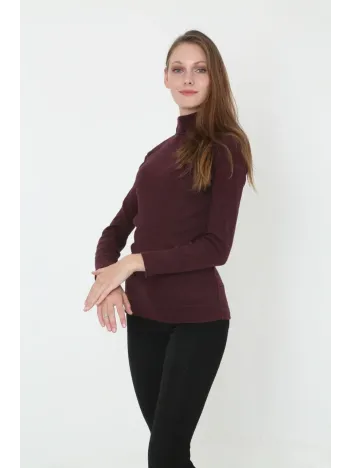 Kadın Tam Boğazlı Fitilli Likrali Koşkorse Badi - Bordo