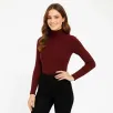 Kadın Tam Boğazlı Fitilli Likrali Koşkorse Badi - Bordo Kadın Tam Boğazlı Fitilli Likrali Koşkorse Badi - Bordo