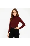 Kadın Tam Boğazlı Fitilli Likrali Koşkorse Badi - Bordo