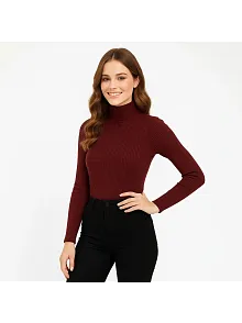 Kadın Tam Boğazlı Fitilli Likrali Koşkorse Badi - Bordo